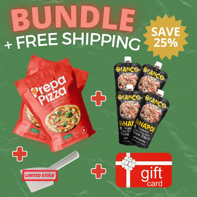 2 Prepa Pizza Dough Kits | 4 DiNapoli Sauce Packets | Free DoughMate Dough Knife Prepa Pizza