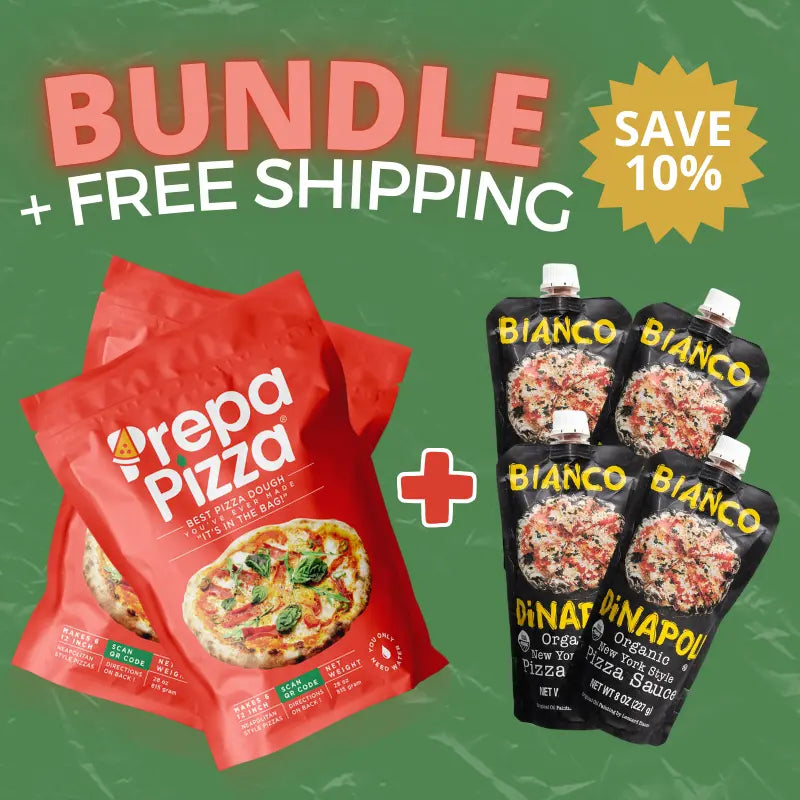2 Prepa Pizza Dough Kits + 4 Bianco DiNapoli New York Style Organic Pizza Sauce Packets Prepa Pizza