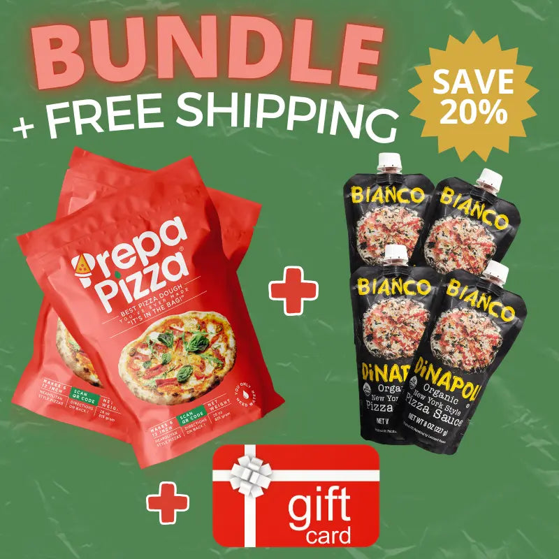 2 Prepa Pizza Dough Kits + 4 Bianco DiNapoli New York Style Organic Pizza Sauce Packets