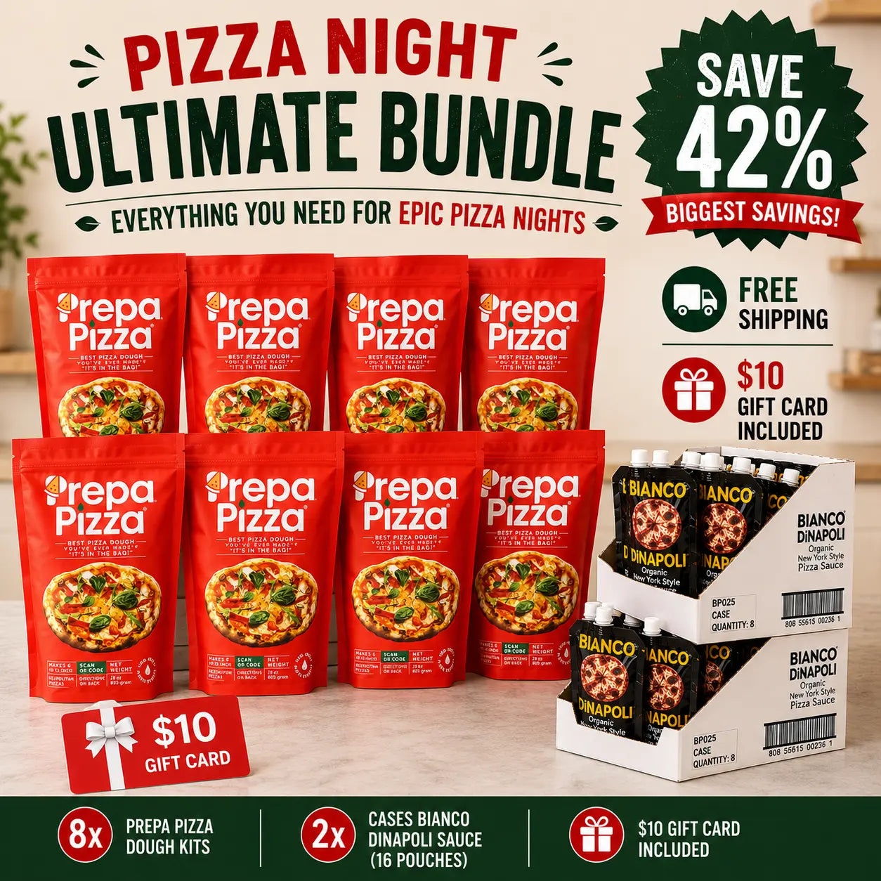 8 Prepa Pizza Dough Making Kits Plus 2 Cases Bianco Dinapoli Sauce Free $10 Gift Card Prepa Pizza