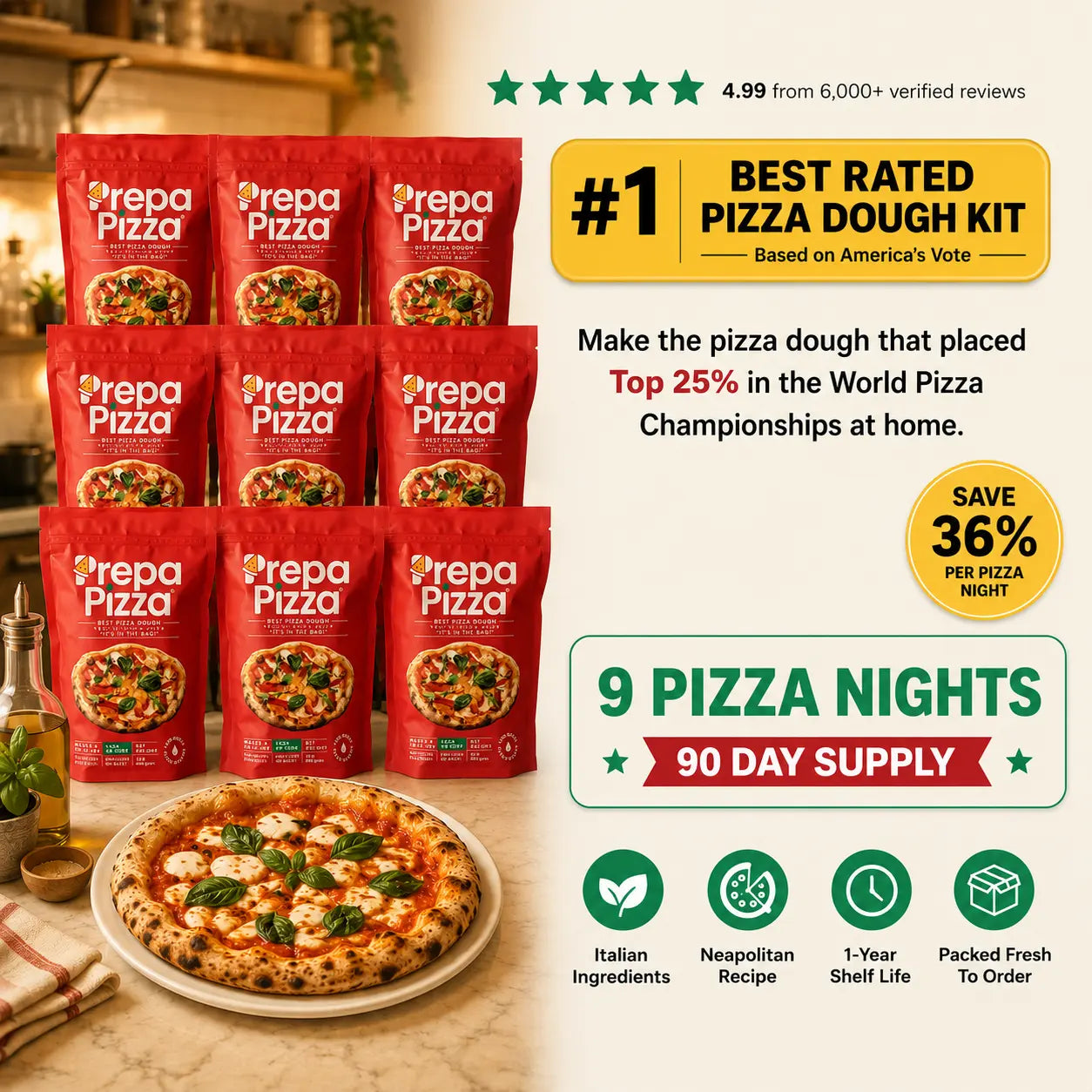 Prepa Pizza Dough Making Kits Prepa Pizza 90 Day - 9 Pizza Nights